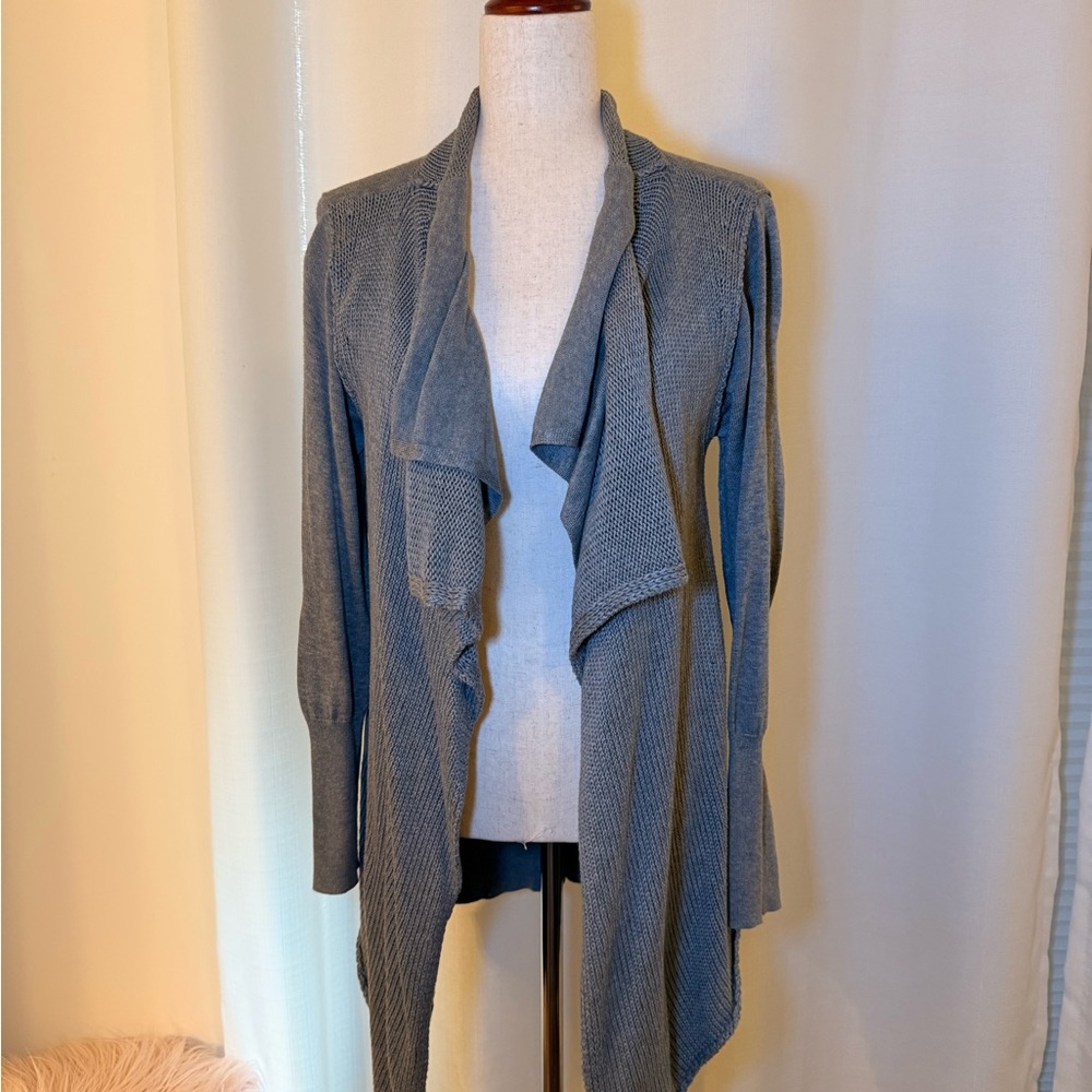 DKNY Elegant Women's Blue Ruffle Cardigan Sweater
